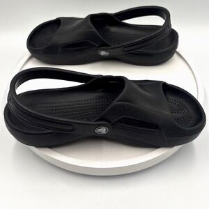 crocs nile Slide Sandals Mens 7 Womens 9 Black Open Toe Heel Strap 1379
